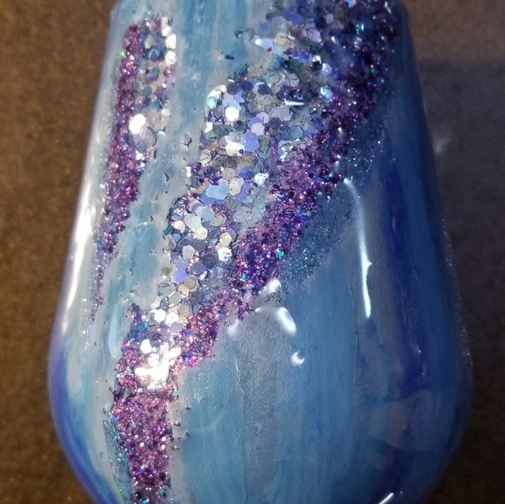 Custom made glitter geode wine tumbler